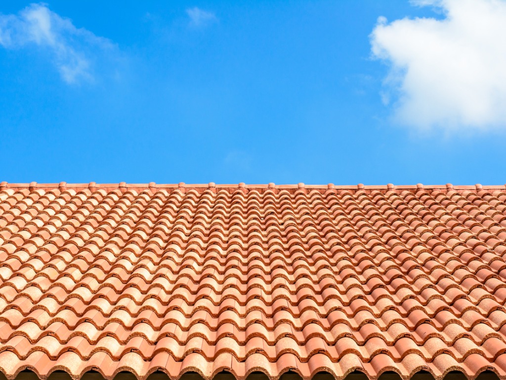 tiled roof and blue sky