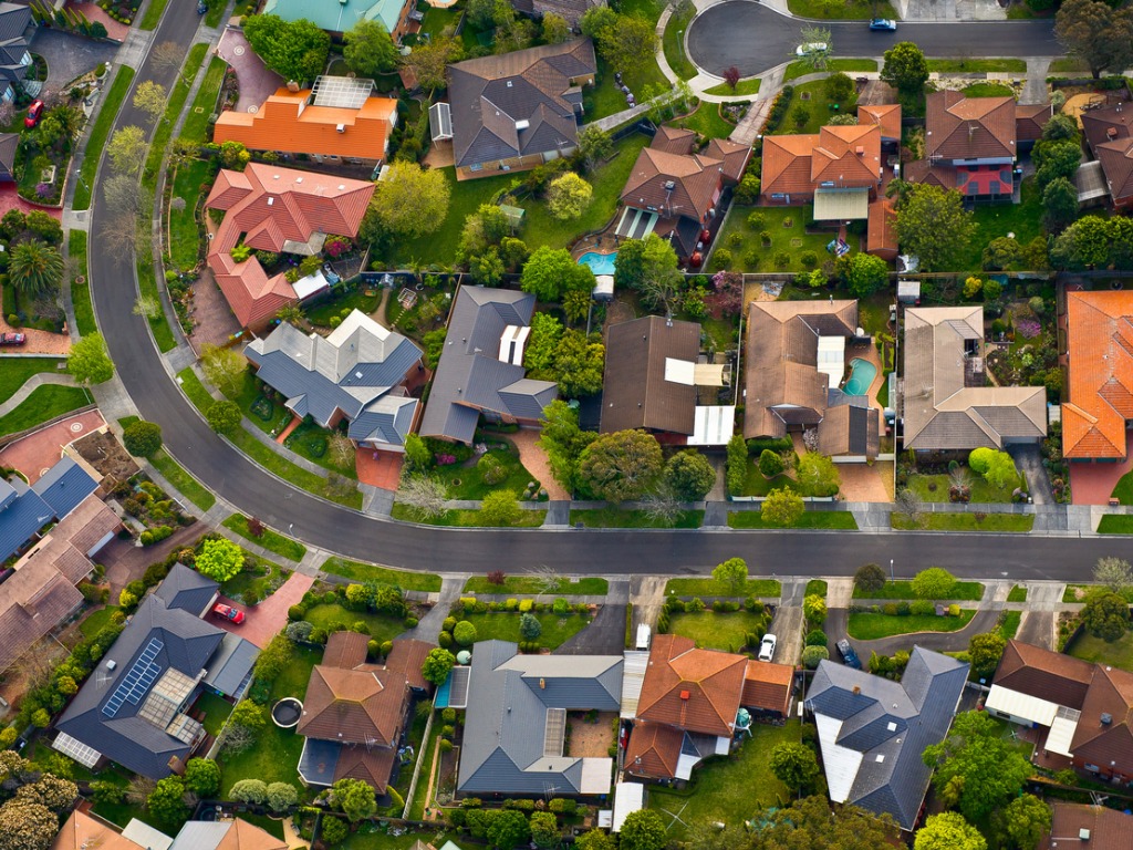 aerial view of melbourne suburban houses